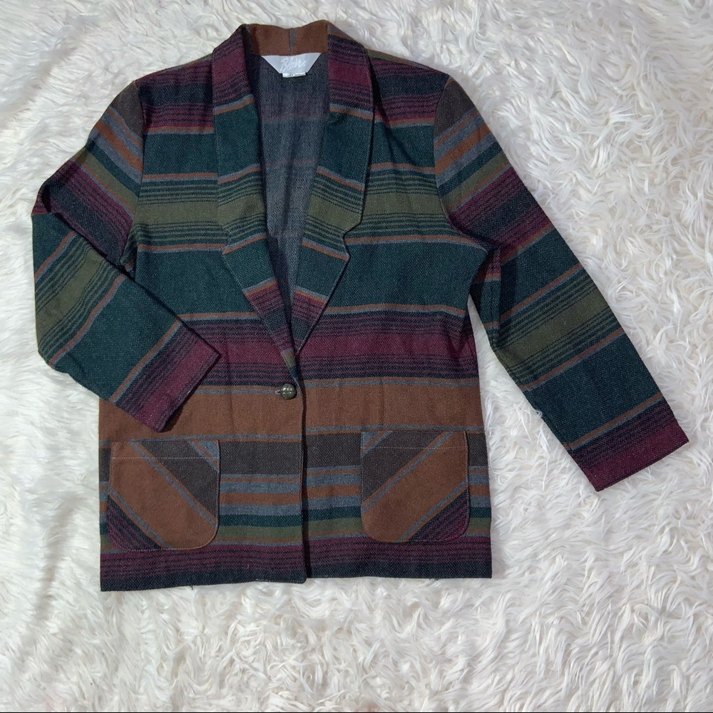 BLAIR Vintage Shacket Lightweight Blazer Striped Top